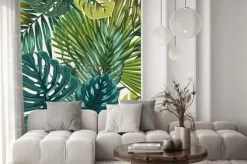 Naklejka: Zielonkawe liście tropikalne