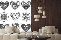 Naklejka: Zima kocham szwu czarne zestaw serca