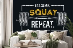 Naklejka: Zjedz powtórkę snu. siłownia motywacyjny cytat z grunge efekt