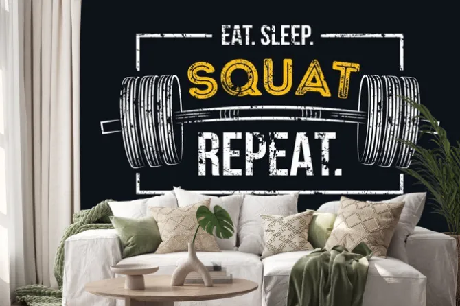 Naklejka: Zjedz powtórkę snu. siłownia motywacyjny cytat z grunge efekt