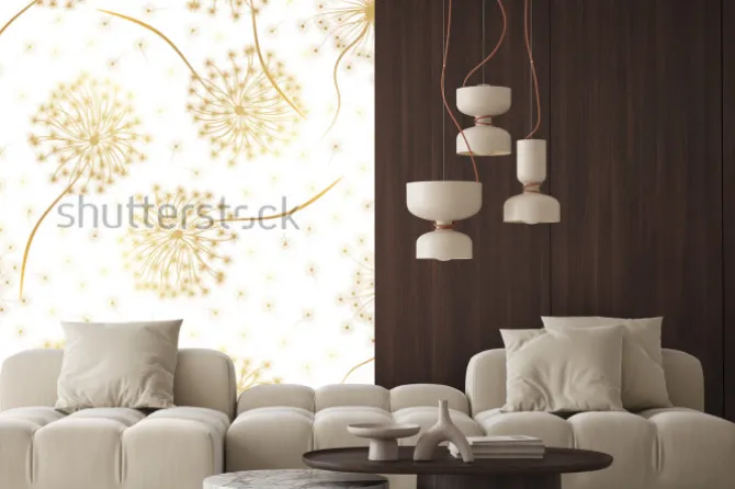 Naklejka: Złotawe dmuchawce na białym tle