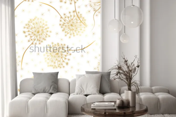 Naklejka: Złotawe dmuchawce na białym tle