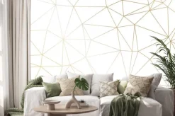 Naklejka: Złote linie na białym tle