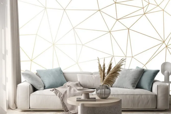 Naklejka: Złote linie na białym tle