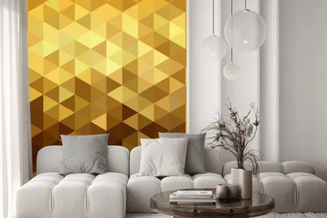 Naklejka: Złoty wzór low poly geometria trójkąta fantazyjne