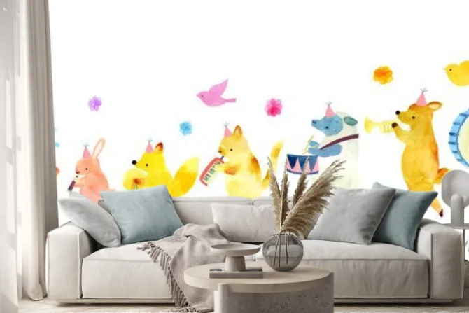 Naklejka: Zwierzęca piszczałka i bęben ilustracja