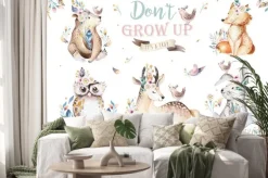 Naklejka: Zwierzęta w stylu boho z napisem