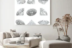 Obraz: 9 diamenty ustawione na białym tle - clipping path