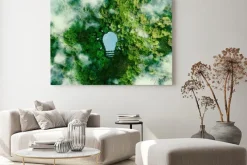 Obraz: A bulb-shaped lake in the middle of a lush forest, symbolizing