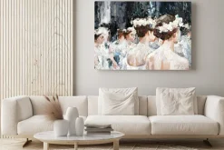 Obraz: A group of beautiful graceful ballerinas in white dresses and