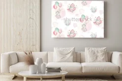 Obraz: A watercolor spring illustration of the cute easter baby bunny.