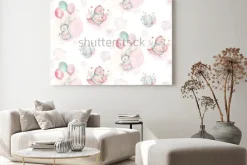 Obraz: A watercolor spring illustration of the cute easter baby bunny.