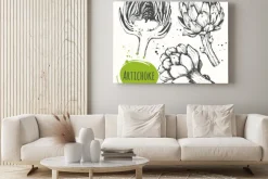 Obraz: Aartichoke. zestaw ręcznie rysowane karczocha. świeża żywność