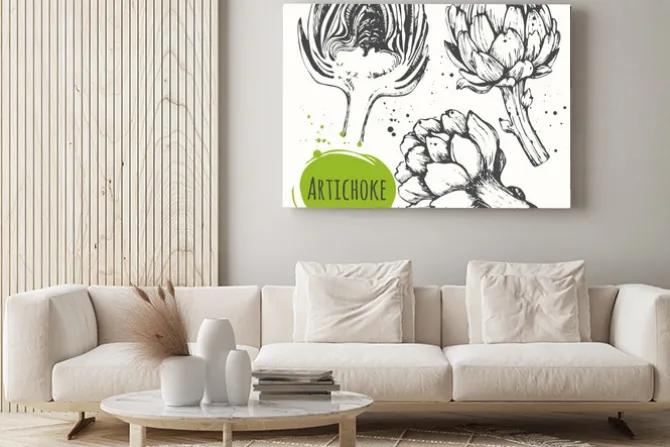 Obraz: Aartichoke. zestaw ręcznie rysowane karczocha. świeża żywność