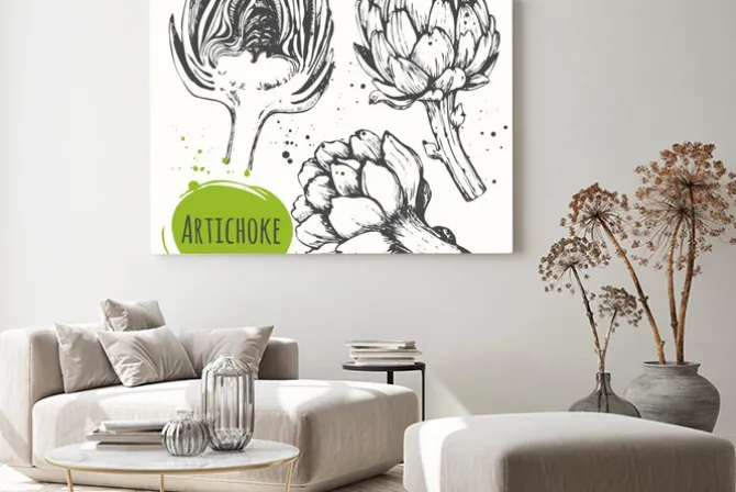 Obraz: Aartichoke. zestaw ręcznie rysowane karczocha. świeża żywność