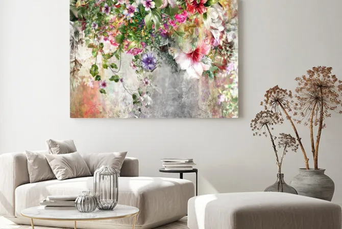 Obraz: Abstract art colorful flowers painting. spring multicolored