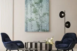 Obraz: Abstract blurred image with plant elements of birch tree trunks