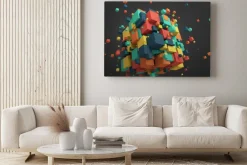 Obraz: Abstract 3d rendering latających kostki.