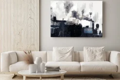 Obraz: Abstract painting of vintage train with smoke, digital painting