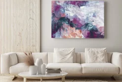 Obraz: Abstrakcja w odcieniach fioletu w stylu malarskim