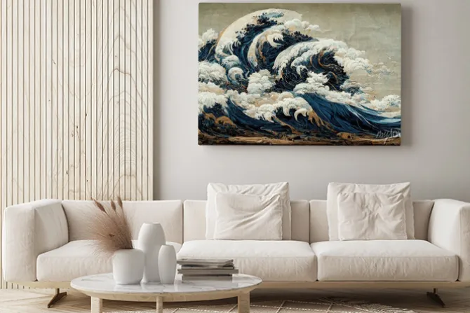 Obraz: Abstrakcja wielkiej fali w kanagawie