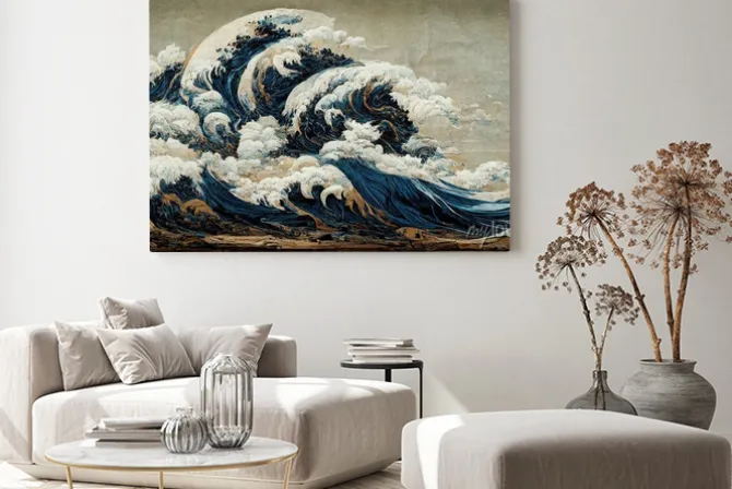 Obraz: Abstrakcja wielkiej fali w kanagawie