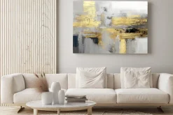 Obraz: Abstrakcja ze złotymi pociągnięciami pędzla