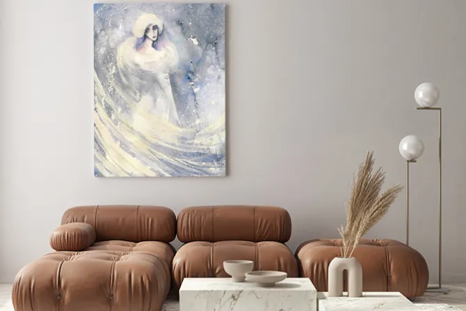 Obraz: Abstrakcyjna akwarela ilustracja przedstawiająca portret kobiety