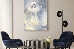 Obraz: Abstrakcyjna akwarela ilustracja przedstawiająca portret kobiety