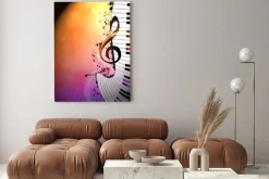 Obraz: Abstrakcyjna ilustracja z pianinem i nutami