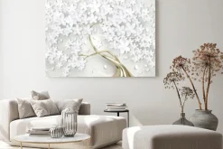 Obraz: Abstrakcyjna magnolia białe kwiaty 3d