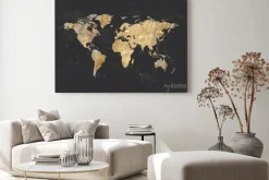 Obraz: Abstrakcyjna mapa świata na czarnym tle