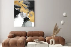 Obraz: Abstrakcyjna tekstura z profilem kobiety