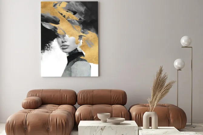 Obraz: Abstrakcyjna tekstura z profilem kobiety