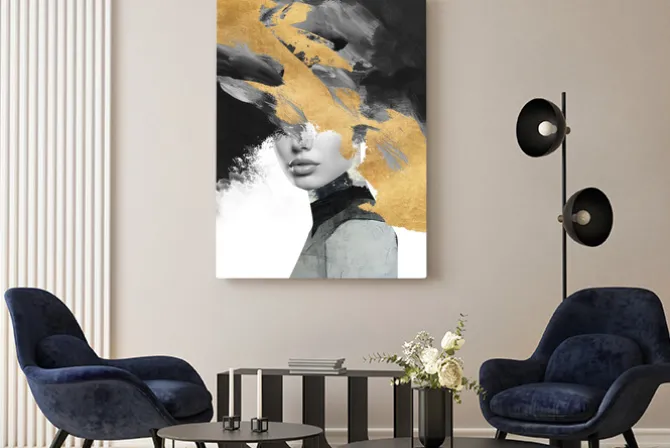 Obraz: Abstrakcyjna tekstura z profilem kobiety