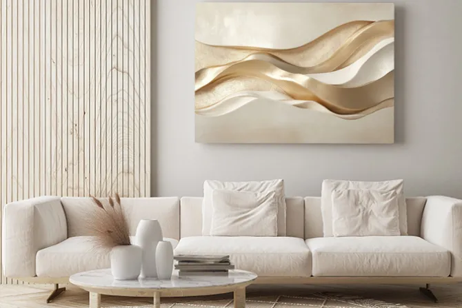 Obraz: Abstrakcyjna złota fala 3d styl nowoczesny