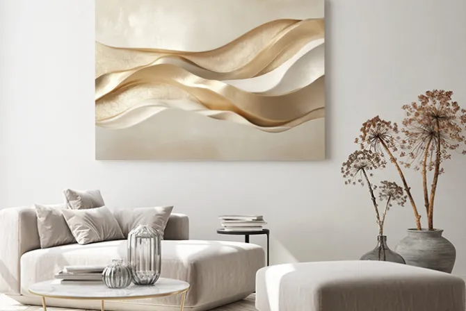 Obraz: Abstrakcyjna złota fala 3d styl nowoczesny