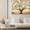 Obraz: Abstrakcyjne drzewo - malowana ciepłymi barwami natura