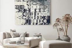 Obraz: Abstrakcyjne figury i pasy tworzące geometryczny wzór