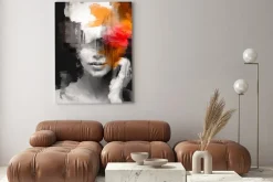 Obraz: Abstrakcyjne kolorowe rozmycie na twarzy kobiety