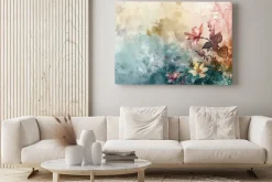 Obraz: Abstrakcyjne kolorowe kwiaty na betonowym tle