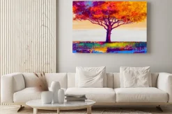 Obraz: Abstrakcyjne kolorowe drzewo w stylu olejnym