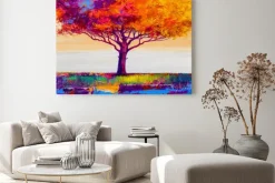 Obraz: Abstrakcyjne kolorowe drzewo w stylu olejnym