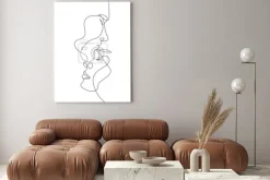 Obraz: Abstrakcyjne kontury twarzy w stylu line art