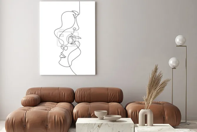 Obraz: Abstrakcyjne kontury twarzy w stylu line art