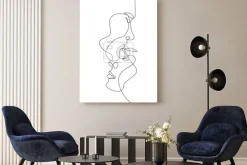 Obraz: Abstrakcyjne kontury twarzy w stylu line art