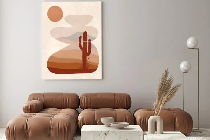 Obraz: Abstrakcyjne kształty krajobraz w stylu boho