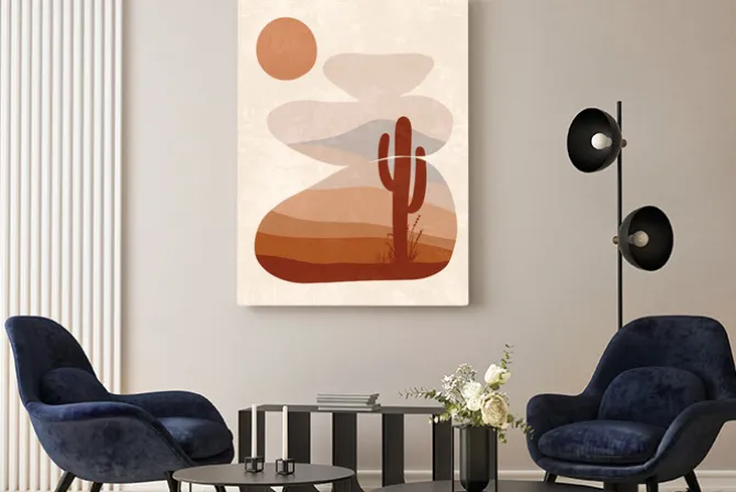 Obraz: Abstrakcyjne kształty krajobraz w stylu boho