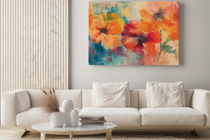 Obraz: Abstrakcyjne maki motyw kwiatowy