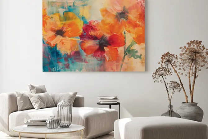 Obraz: Abstrakcyjne maki motyw kwiatowy